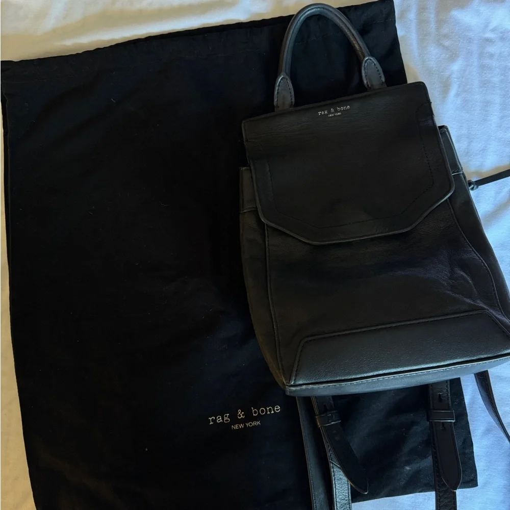 rag & bone Black Leather Backpack